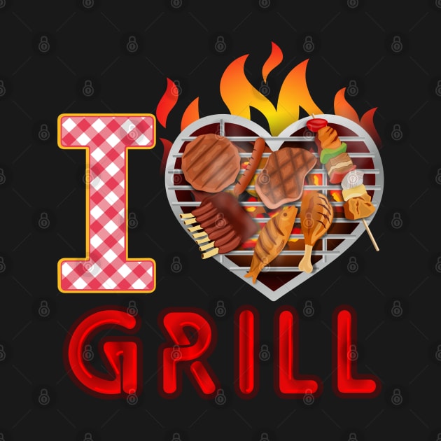 I love GRILL by Cheer Tees