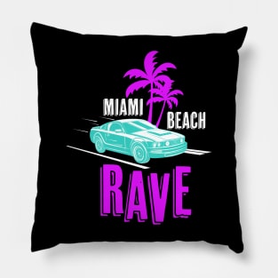 Miami Beach Neon Rave Trip Pillow