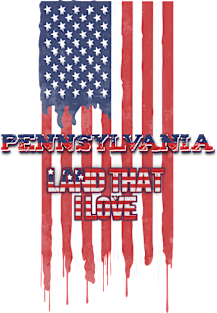 State of Pennsylvania Patriotic Distressed Design of American Flag With Typography - Land That I Love Magnet