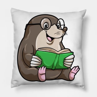 Mole as Nerd with Glasses & Book Pillow