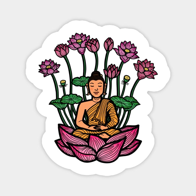 Gautama Buddha sitting meditation lotus pose Magnet by Nalidsa