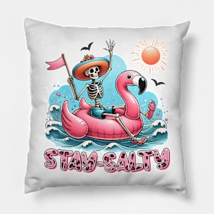 "Stay Salty" Funny Skeleton Pillow