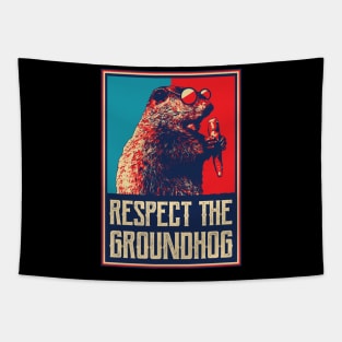 Respect The Groundhog Woodchuck Photo Ground Hog Day Tapestry