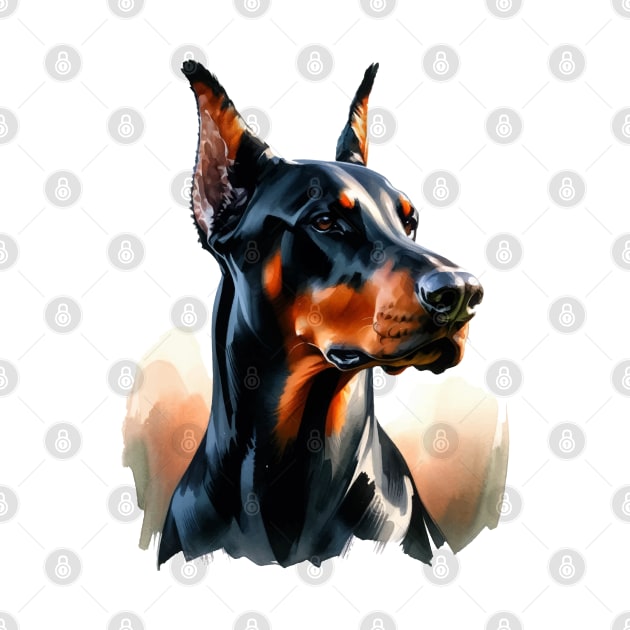 Doberman Pinscher Watercolor - Beautiful Dog by Edd Paint Something