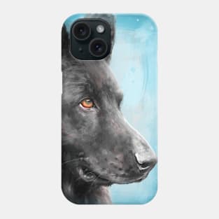 Painting of a Gorgeous Blue German Shepherd Looking to the Right Phone Case