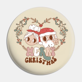 Santa Mrs Claus Christmas Pin