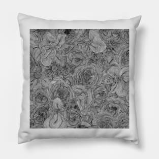 Black and White Line Floral Pillow