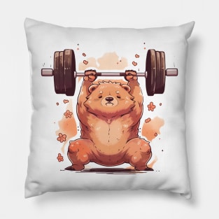 bear lifting weight Pillow