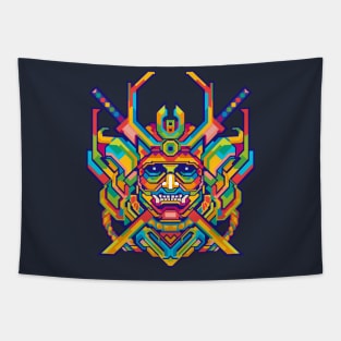 JAPANESE SAMURAI HEAD POP ART Tapestry