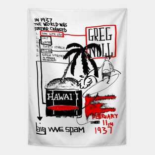 Big Wave Hawaii Doodle Black Tapestry