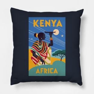 A Vintage Travel Art of Kenya - Africa Pillow