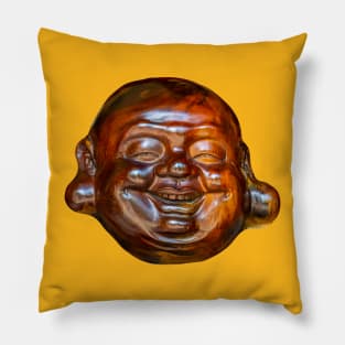 Beautifully carved head of Budai or Buddha Pillow