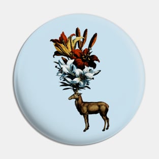 Deer with flower horns Pin