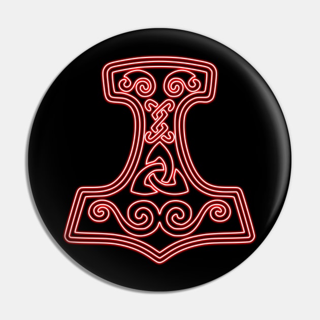 Thor hammer - Mjöllnir - red neon Pin by la chataigne qui vole ⭐⭐⭐⭐⭐