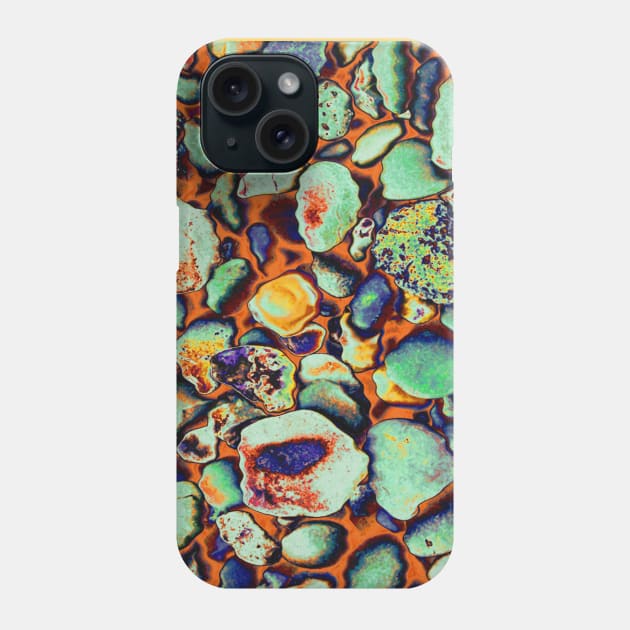 Magic pebbles on a cold beach: psychedelic edit of abstract nature photography Phone Case by F-for-Fab