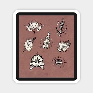 Old school tattoo drawings Magnet