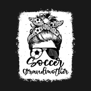 Soccer Grandmother Vintage Leopard Messy Bun Bleached T-Shirt