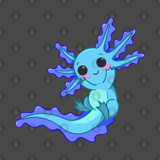 Blue Axolotl by Jade Wolf Art