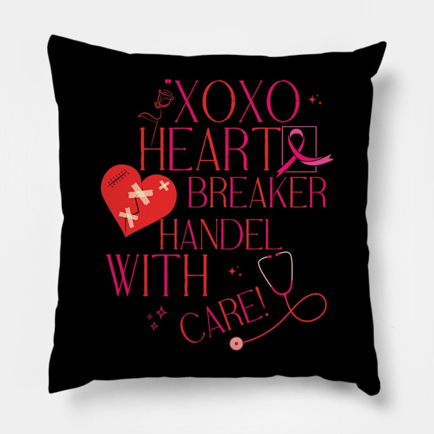 Xoxo Heart Breaker Handle with Care Pillow by Bestworker