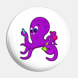 Octopus as Teacher with Laboratory equipment Pin