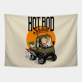 Hot rod Shiba (military khaki) Tapestry