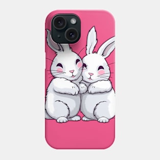 Cuddling White Bunnies Phone Case