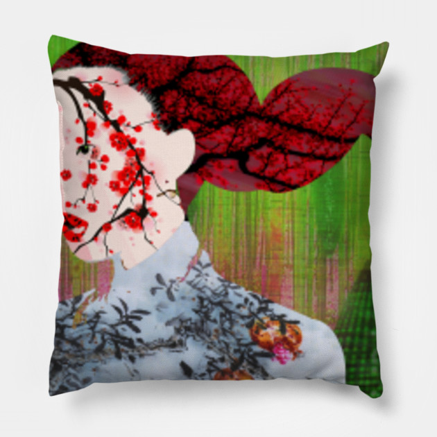 Asian Flower Woman Red Japanese Japan Print Woman Abstract Surreal