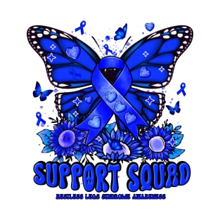 Restless Legs Syndrome Awareness - Support Squad butterfly sunflower T-Shirt