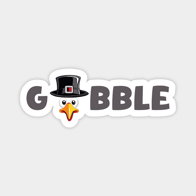 Gobble turkey head with hat funny thanksgiving design Magnet by Edgi