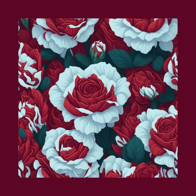 RED AND WHITE ROSES PATTERN by HTA DESIGNS