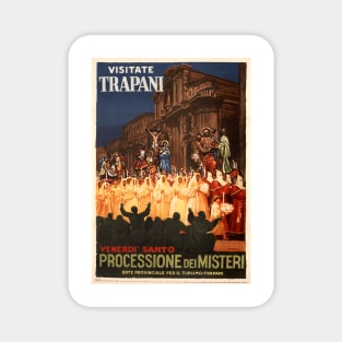 Visit TRAPANI ITALY Good Friday Mass Festival Vintage Travel Magnet