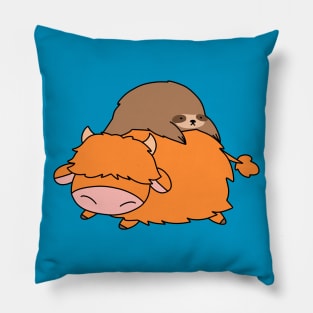 Sloth and Highland Cow Pillow