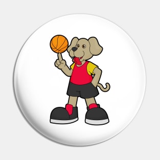 Dog as Basketball player with Basketball Pin
