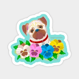 Pug and Pansies Magnet