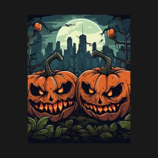 Halloween Art, Pumpkin Art, New York City, Pumpkin face T-Shirt