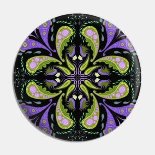 Colorful Purple Paisley Floral Design Pin