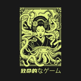 Geisha and yokai with tentacles deadly game T-Shirt