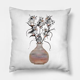 Vase of puffins Pillow