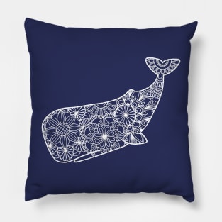 Whale (blue and white) Pillow