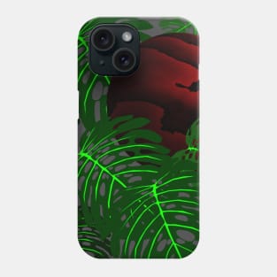 Monstera Leaves Mysterious Maroon Circle Decoration Phone Case