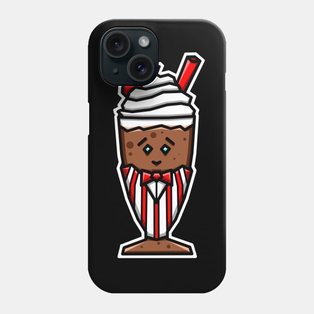 Cute Chocolate Milkshake in Soda Jerk (Clerk) Uniform Gift for Chocolate Lovers - Chocolate Milkshake Phone Case by Bleeding Red Paint