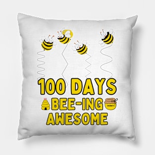 100 Days Bee-ing Awesome School Teacher Student Kid Pillow