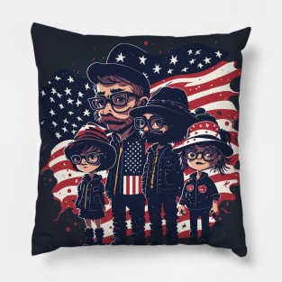 Patriotic American Family Pillow