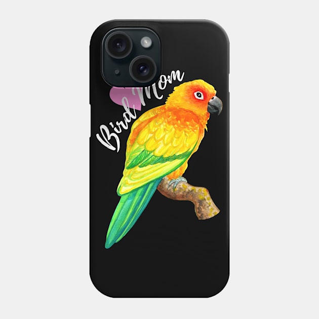 Sun Conure Bird Mom (White) Phone Case by IvyLilyArt