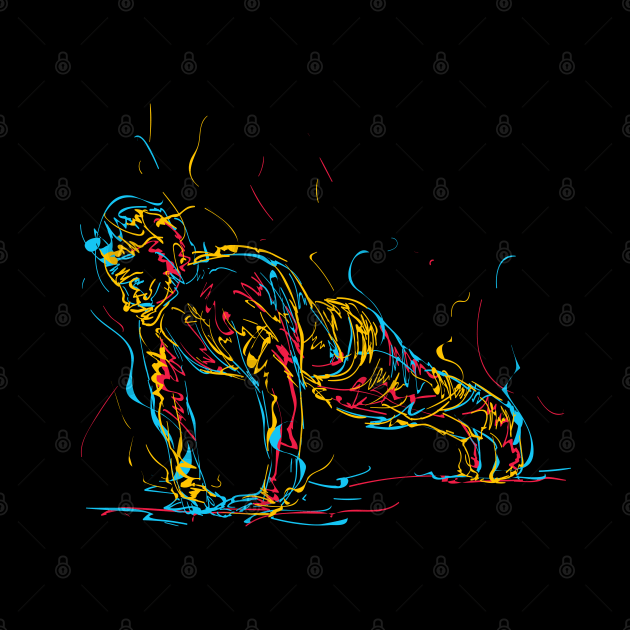 abstract man doing push up by Mako Design 