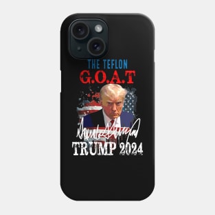 Vintage Donald Trump The Teflon Goat Trump 2024 American flag Phone Case