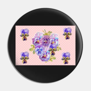 Purple Pansy Pink floral Dot Pin