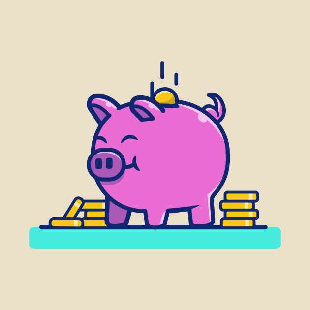 Cute Pig With Gold Coins Money by Catalyst Labs