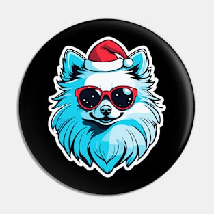 Pomeranian Christmas Illustration Pin