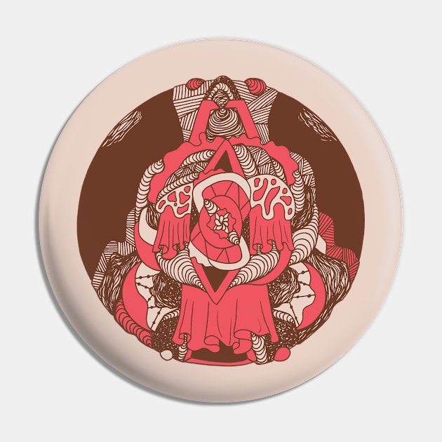 Pink Tan Circle of Ornament Pin by kenallouis